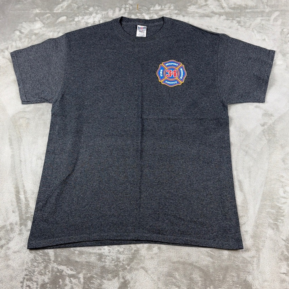 Collectible Jerzees Fire Rescue T-Shirt XL Charcoal Heather Bear